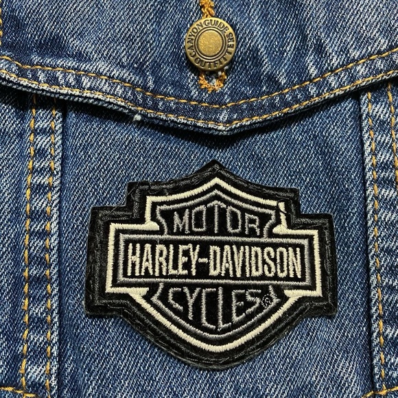 Canyon Guide Outfitters Custom Harley Davidson HOG Denim Vest - Picture 3 of 10